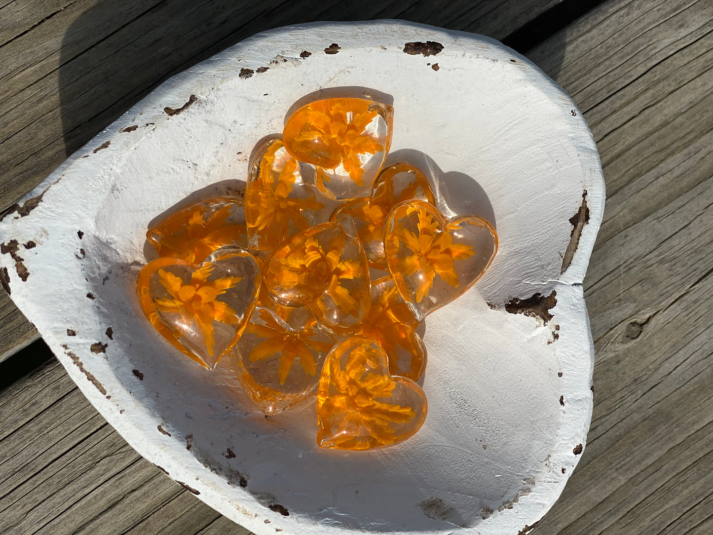Floral Glass Pocket Hearts in Rainbow Colors- Bulk Pricing Available