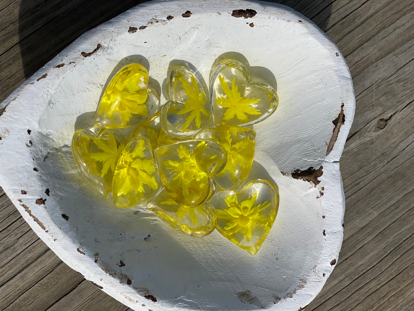 Floral Glass Pocket Hearts in Rainbow Colors- Bulk Pricing Available