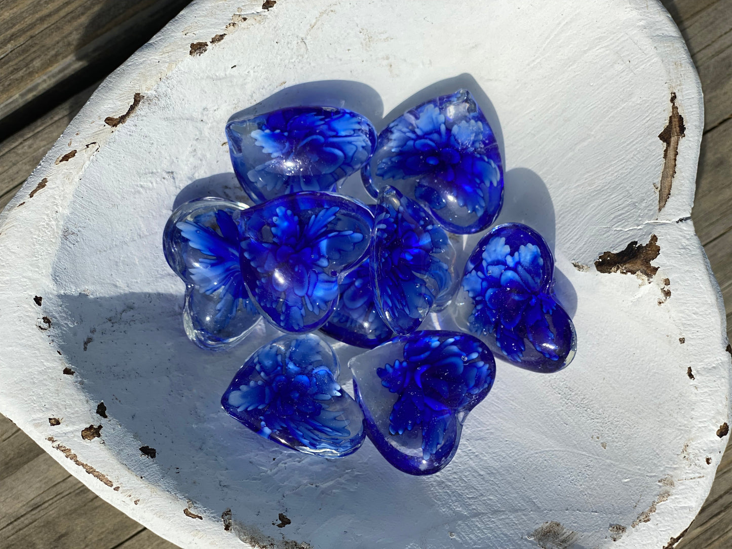 Floral Glass Pocket Hearts in Rainbow Colors- Bulk Pricing Available
