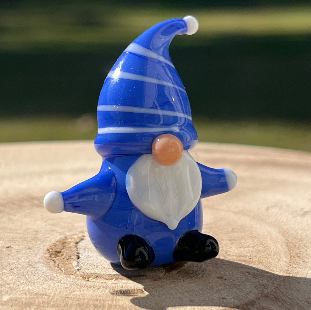 Mini Miniature Glass Gnome Sitter Figurine Collectible