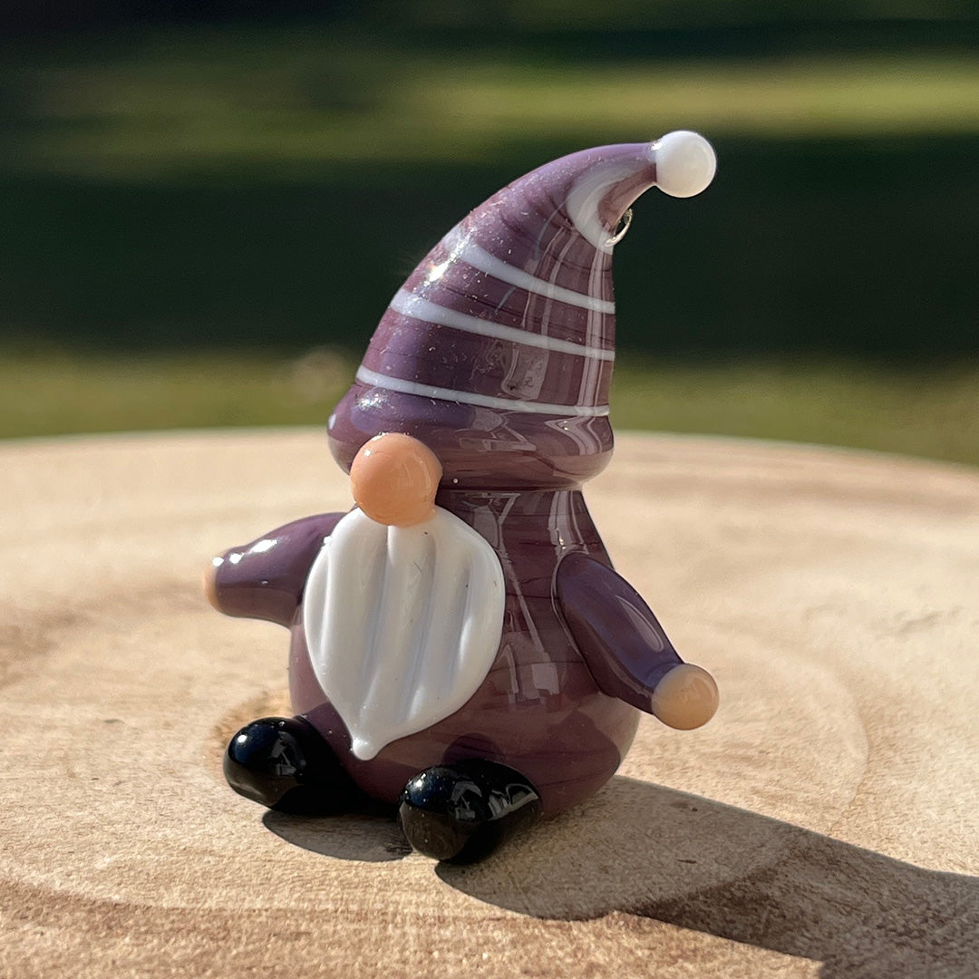 Mini Miniature Glass Gnome Sitter Figurine Collectible
