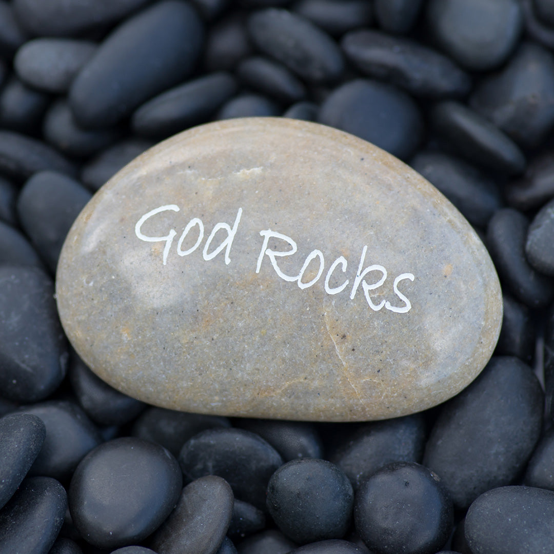 God Rocks - Engraved River Rock Inspirational Word Stone