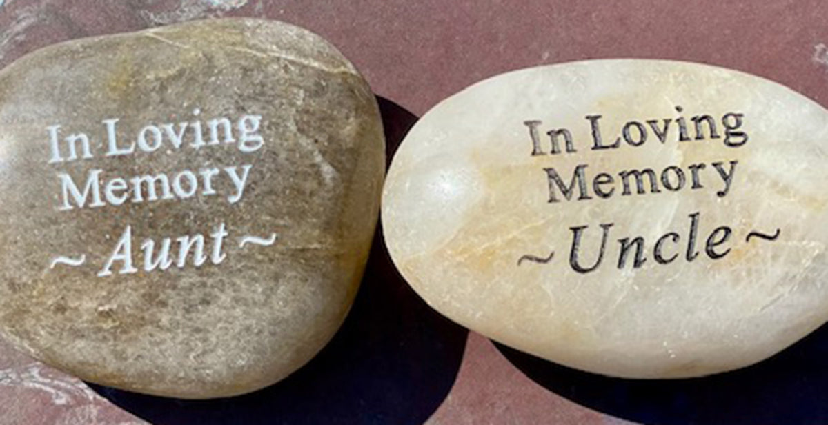 In Loving Memory Engraved River Rock with Various Sentiments - SOLD INDIVIDUALLY