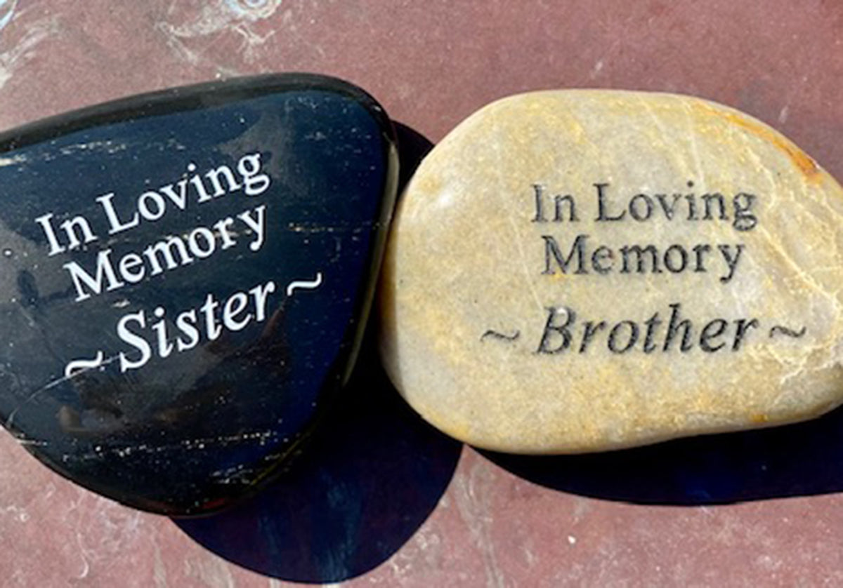 In Loving Memory Engraved River Rock with Various Sentiments - SOLD INDIVIDUALLY