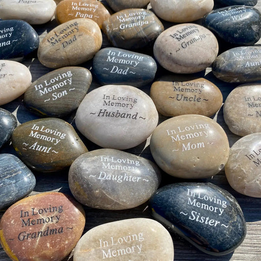 Engraved River Rocks - In Loving Memory with Various Sentiments - BULK PRICING