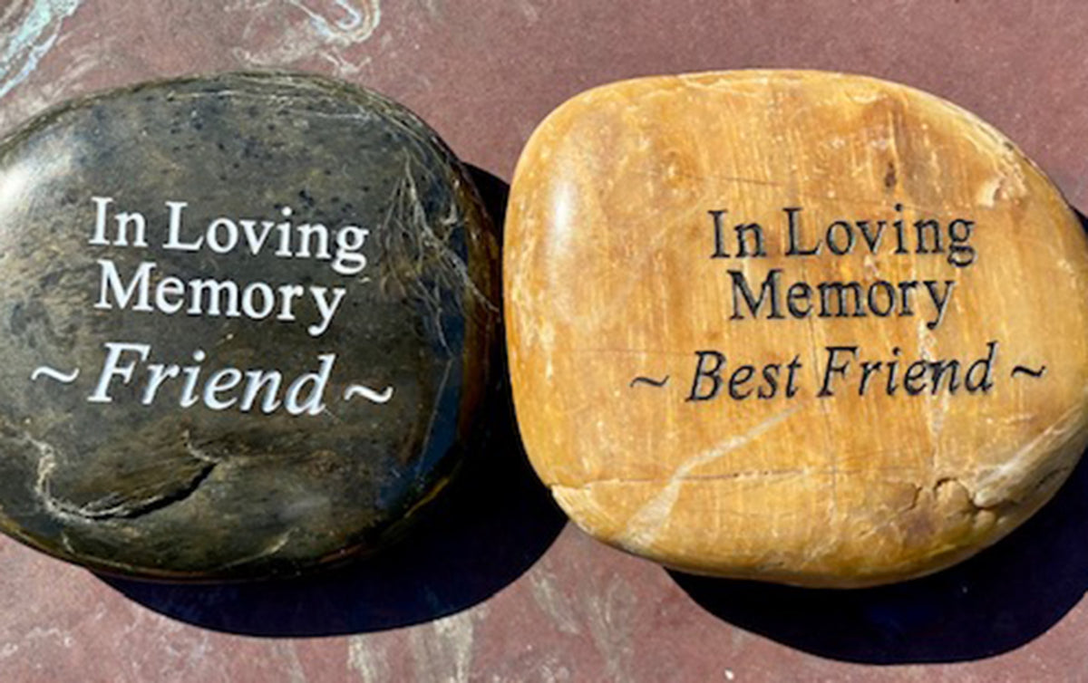 In Loving Memory Engraved River Rock with Various Sentiments - SOLD INDIVIDUALLY