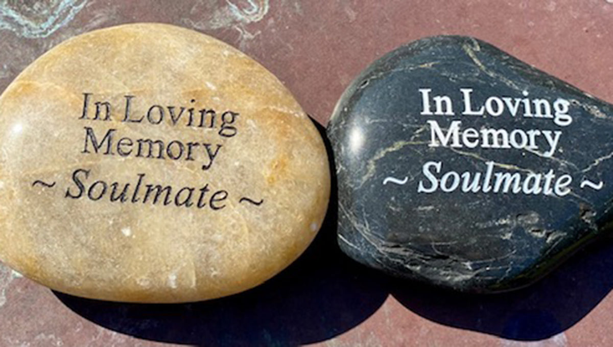 In Loving Memory Engraved River Rock with Various Sentiments - SOLD INDIVIDUALLY