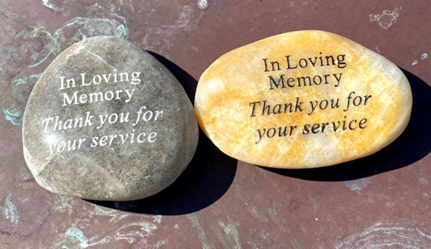 In Loving Memory Engraved River Rock with Various Sentiments - SOLD INDIVIDUALLY