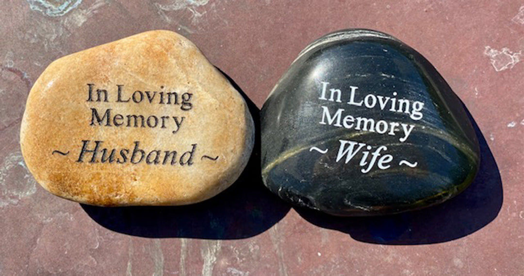 In Loving Memory Engraved River Rock with Various Sentiments - SOLD INDIVIDUALLY