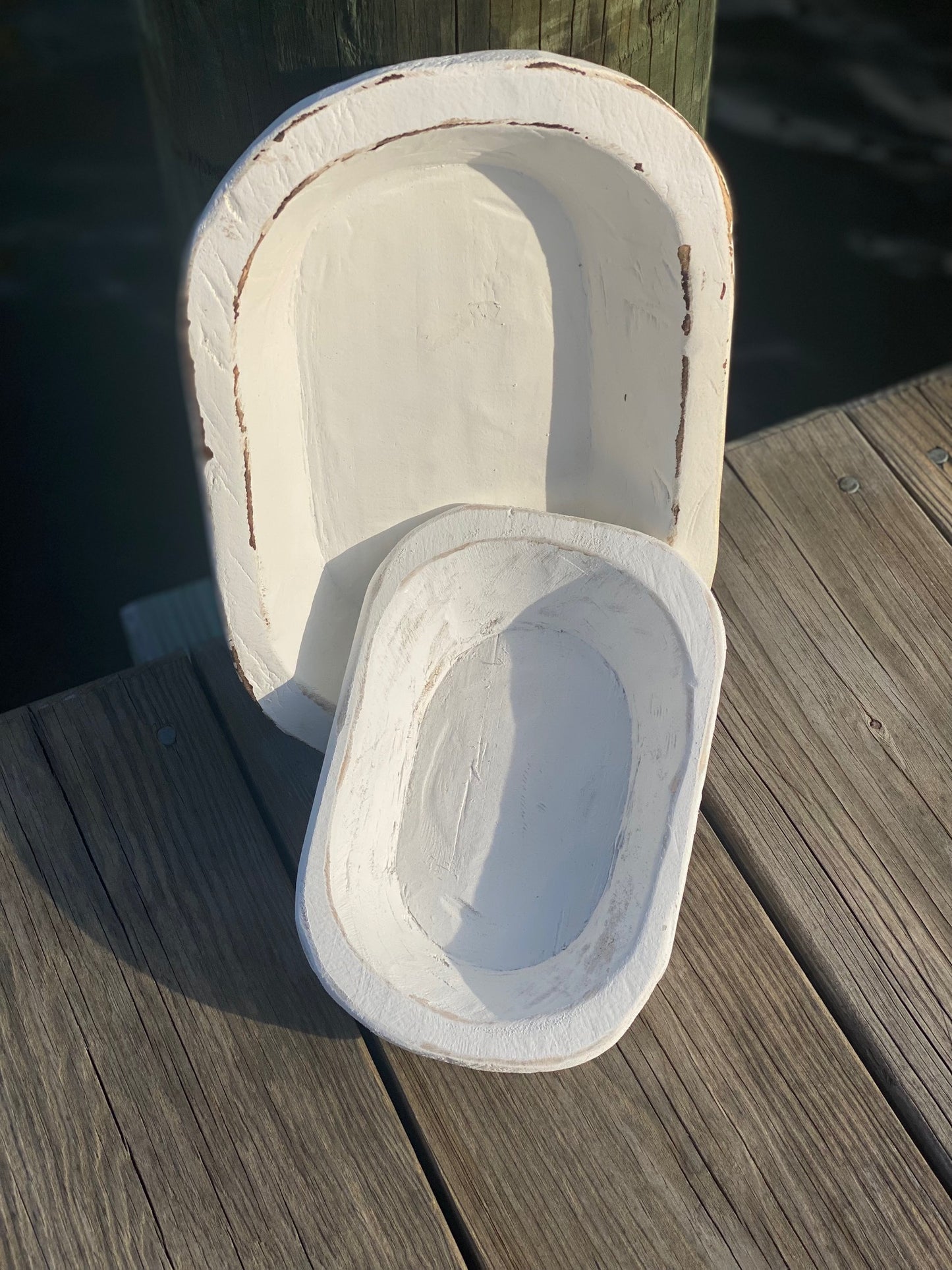 Wooden Dough Display Bowl - Large or Small; White or Natural