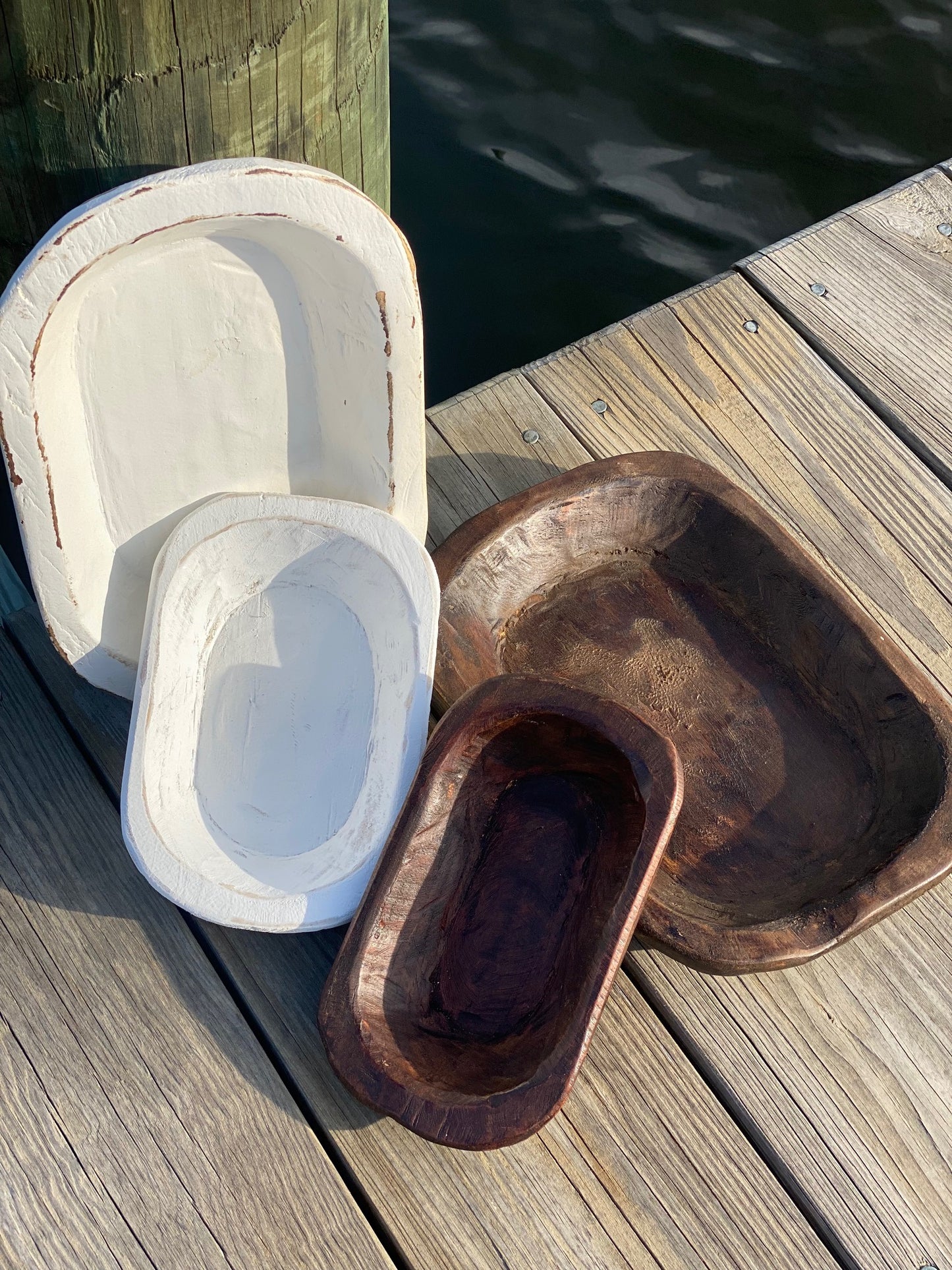 Wooden Dough Display Bowl - Large or Small; White or Natural