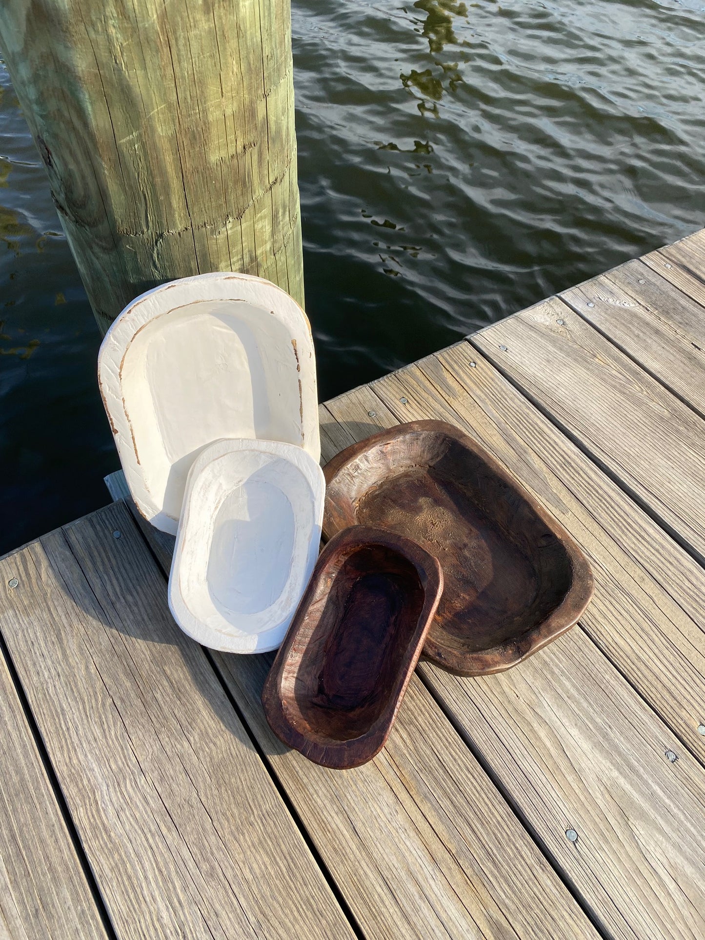 Wooden Dough Display Bowl - Large or Small; White or Natural