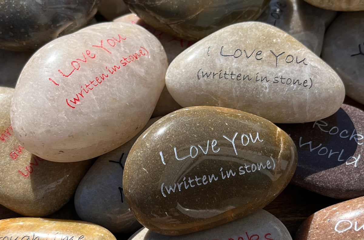 I Love You (written in stone) - Engraved River Rock Love & Friendship Inspirational Word Stone