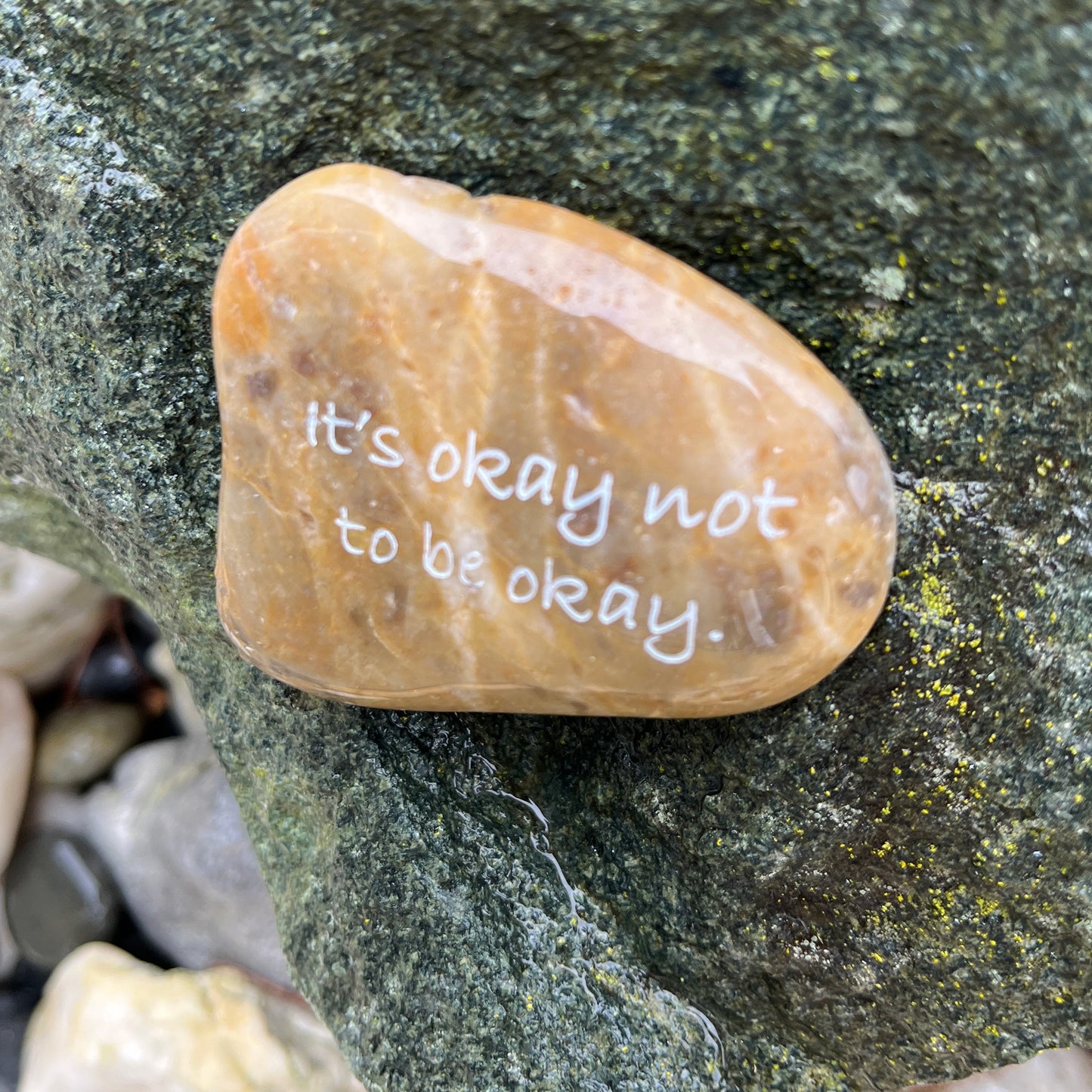 It's Okay Not To Be Okay - Engraved River Rock - Support and Encouragement Word Stone - Suicide Prevention
