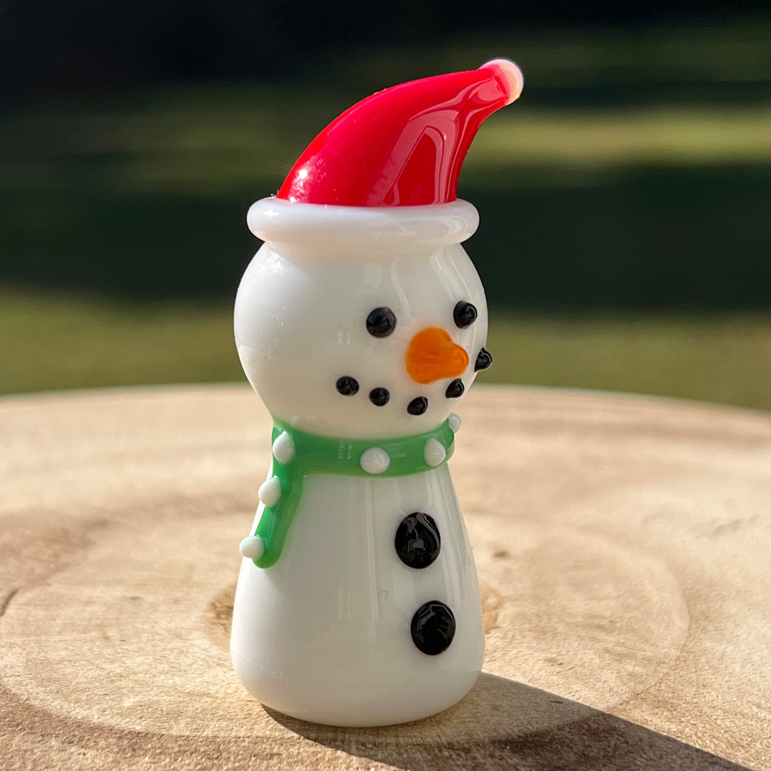 Mini Miniature Glass Snowman Sitter Figurine Collectible