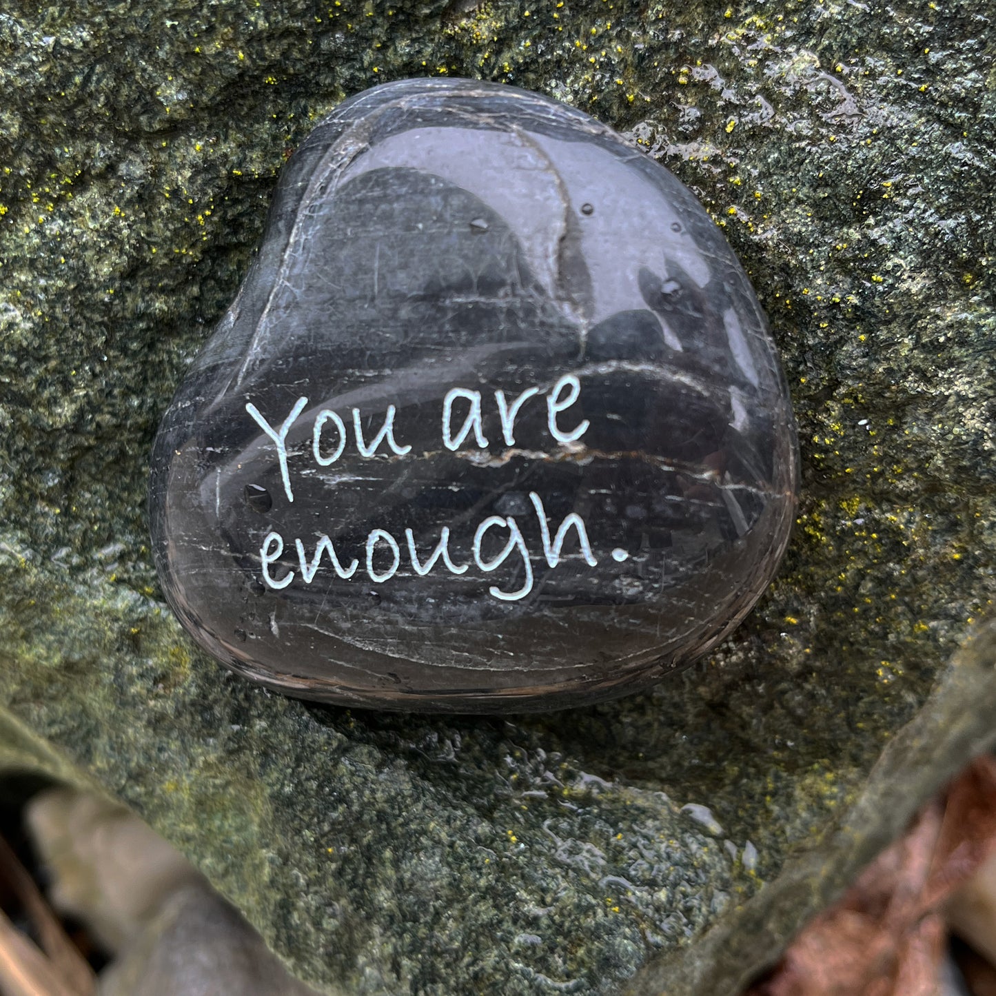 You Are Enough - Engraved River Rock - Support and Encouragement Word Stone - Suicide Prevention
