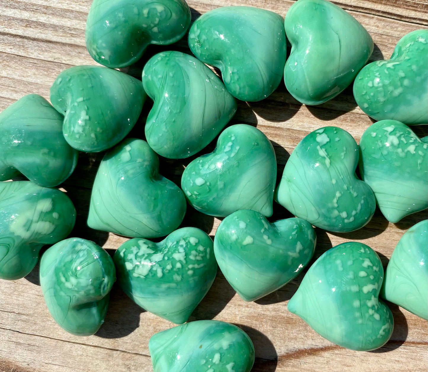 Solid Color Rainbow Glass Pocket Hearts- Bulk Pricing Available