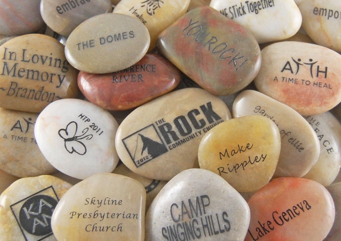 Design Your Own Custom Engraved River Rock - Double Sided- Bulk Pricing