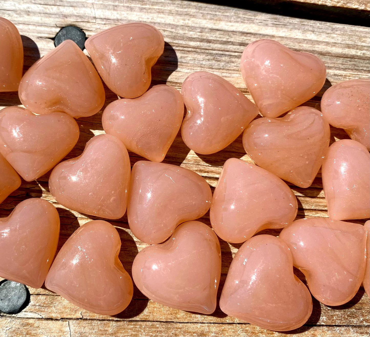 Solid Color Rainbow Glass Pocket Hearts- Bulk Pricing Available