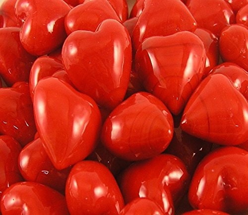 Red Glass Pocket Hearts- Bulk Pricing Available