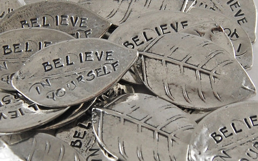 Believe In Yourself Leaf Shaped Sentiment Token