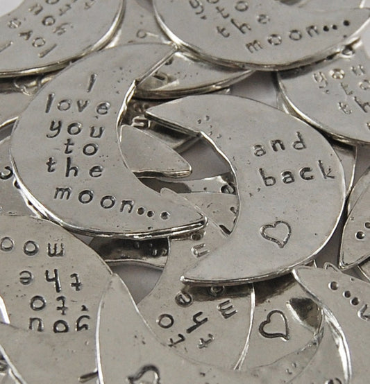 I Love You To The Moon and Back Moon Shaped Sentiment Token