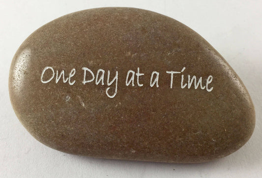 One Day at a Time - Engraved River Rock Inspirational Word Stone