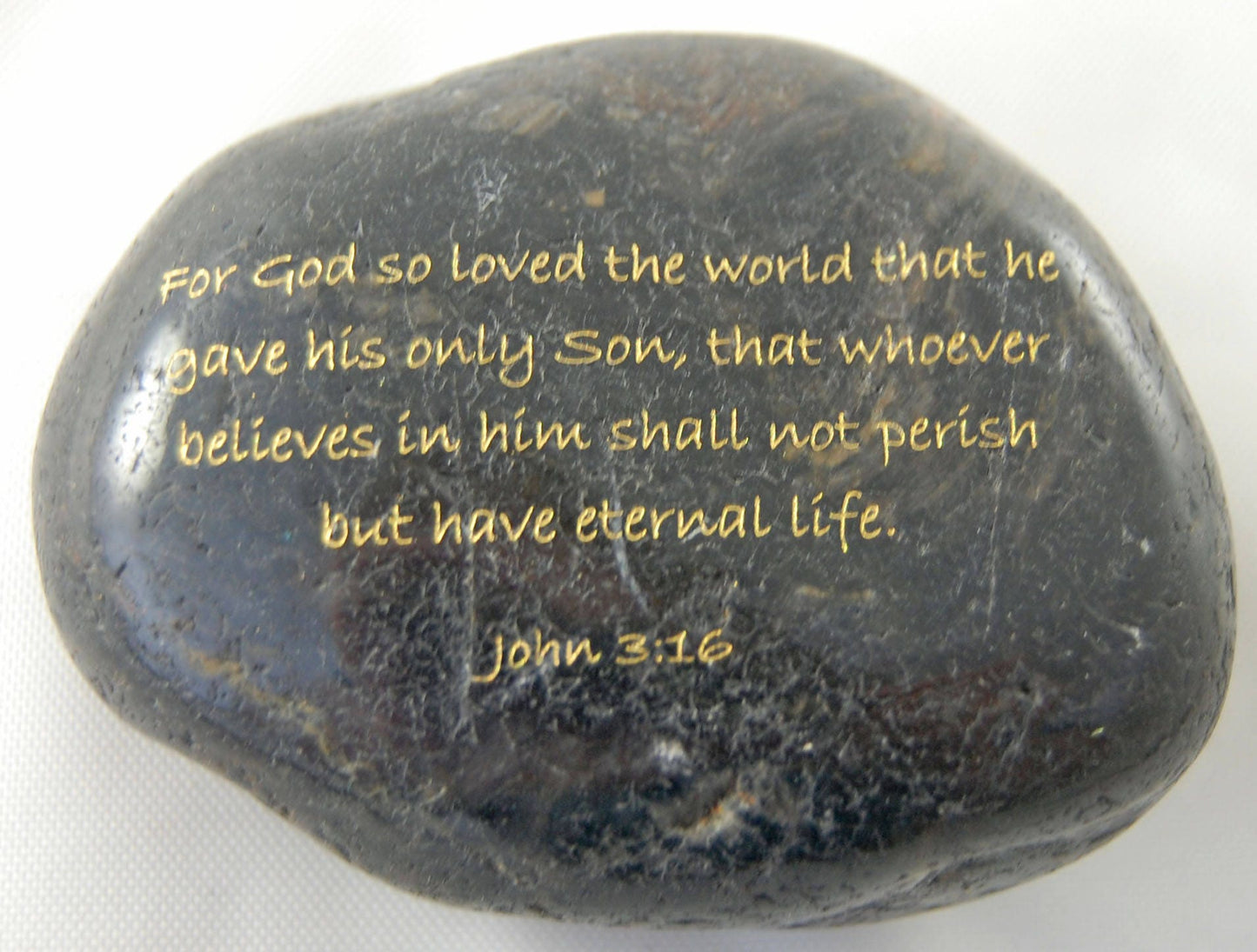 For God so loved... John 3:16 Engraved Scripture River Rock Word Stone