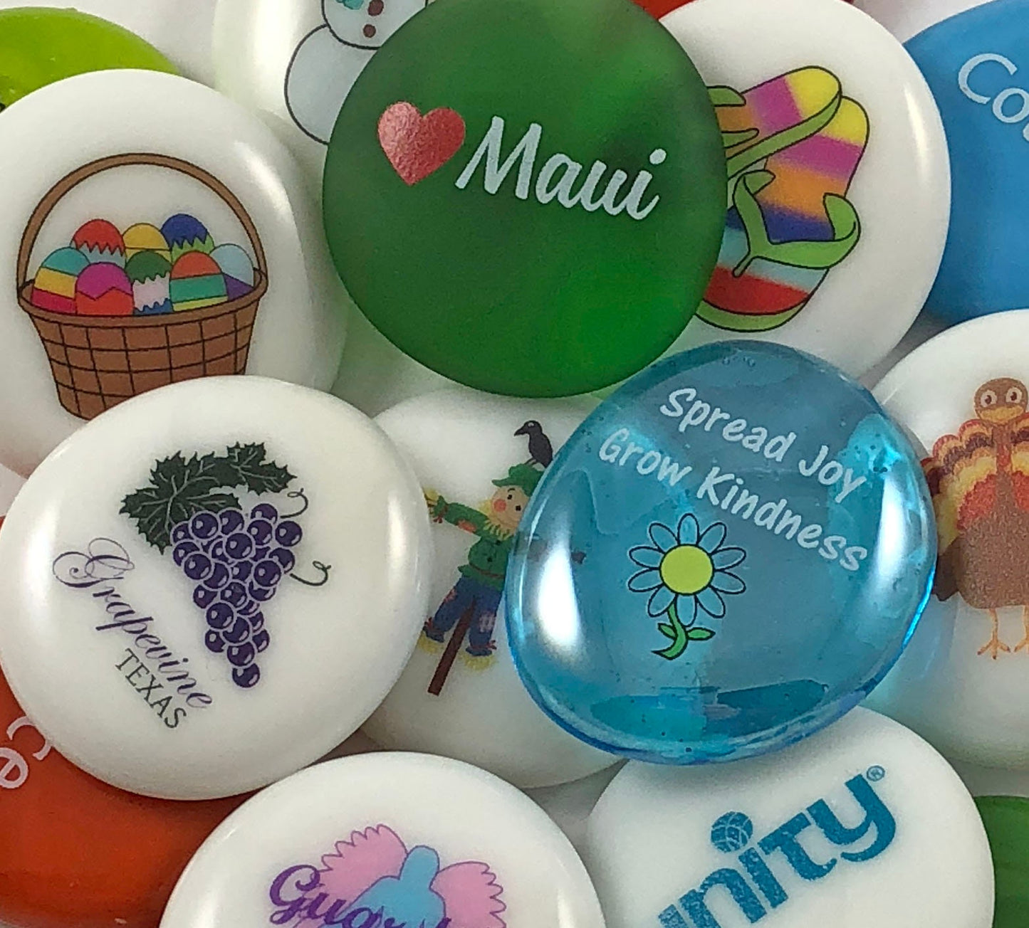 Custom Imprinted Colored Glass Word Stones