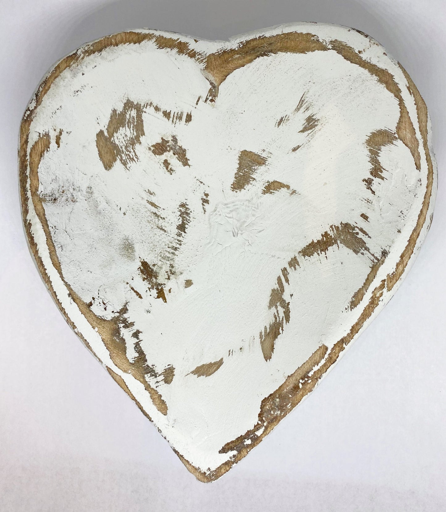 Wooden Heart Shaped Dough Display Bowl - Natural or White