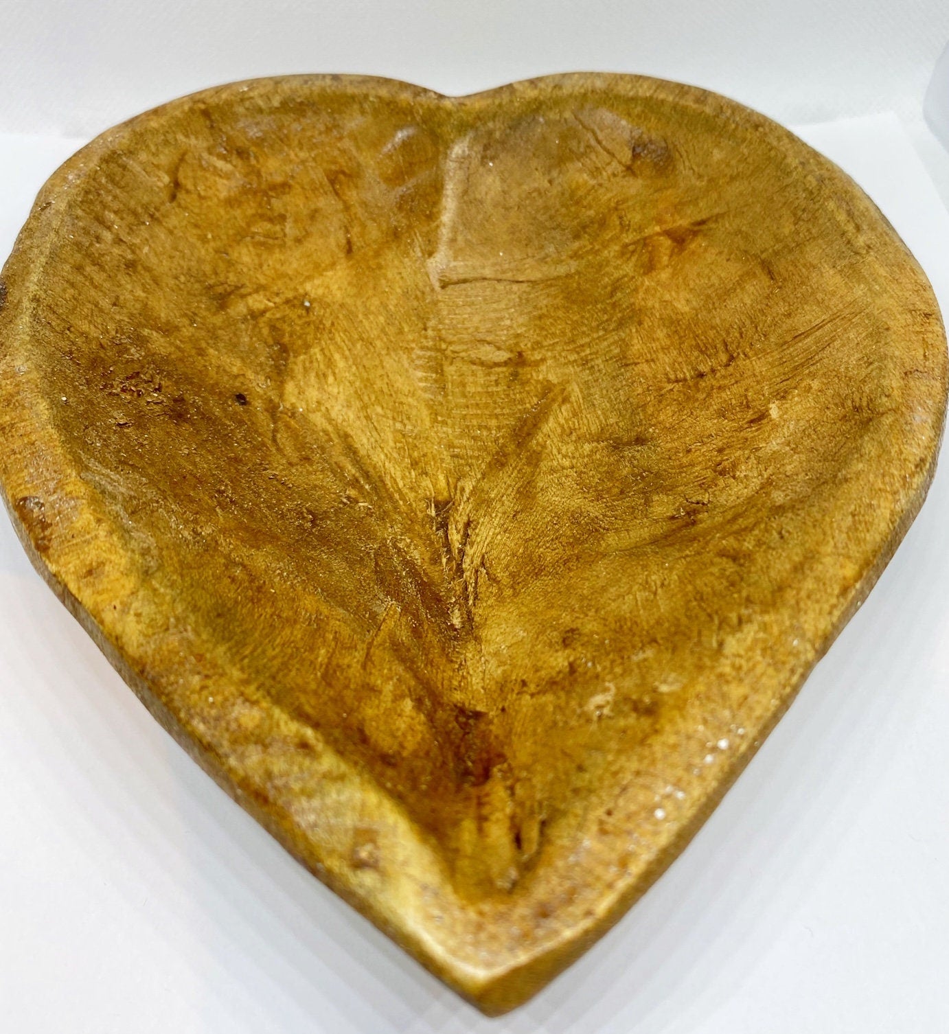 Wooden Heart Shaped Dough Display Bowl - Natural or White