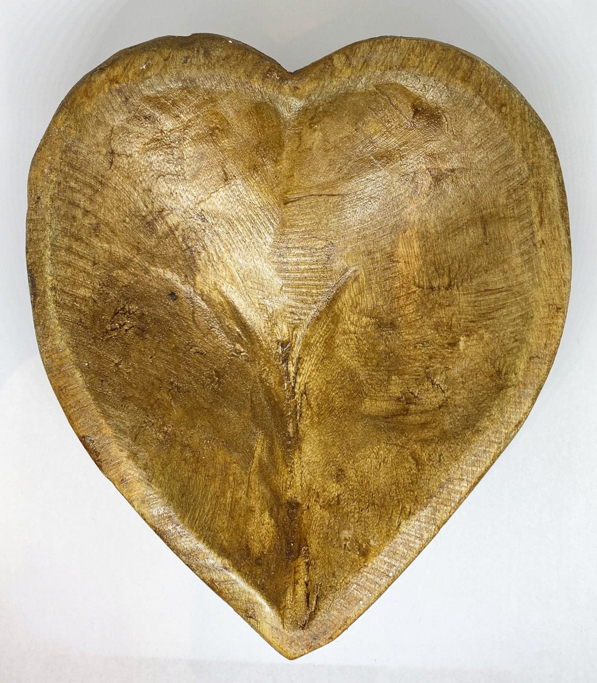 Wooden Heart Shaped Dough Display Bowl - Natural or White