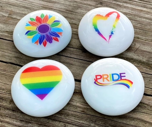Imprinted Glass Stones - Gay Pride Rainbow
