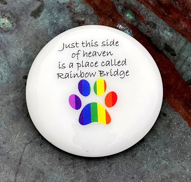 Imprinted Glass Stones - Pet Grief, In Loving Memory, Rainbow Bridge, Pet Bereavement