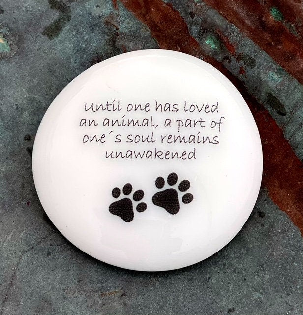 Imprinted Glass Stones - Pet Grief, In Loving Memory, Rainbow Bridge, Pet Bereavement
