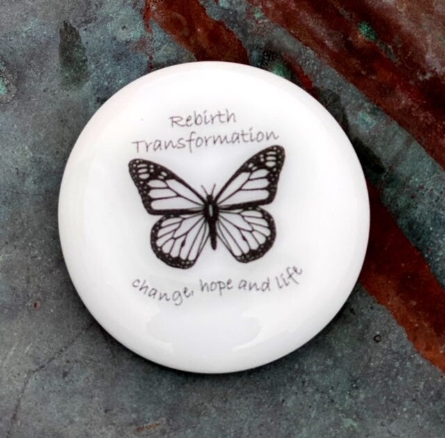 Imprinted Glass Stones - Grief, In Loving Memory, Angel Wings, Bereavement