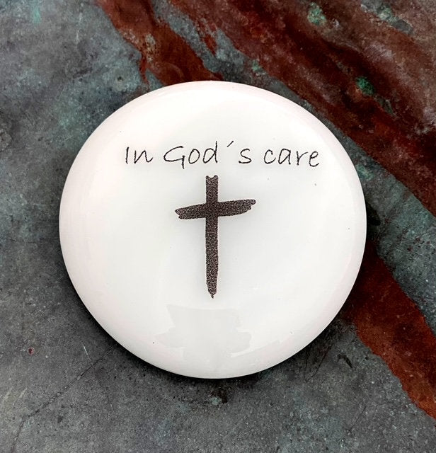 Imprinted Glass Stones - Grief, In Loving Memory, Angel Wings, Bereavement