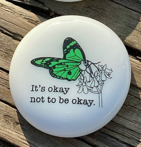 Imprinted Glass Stones - Suicide Prevention Butterfly Hope Stone