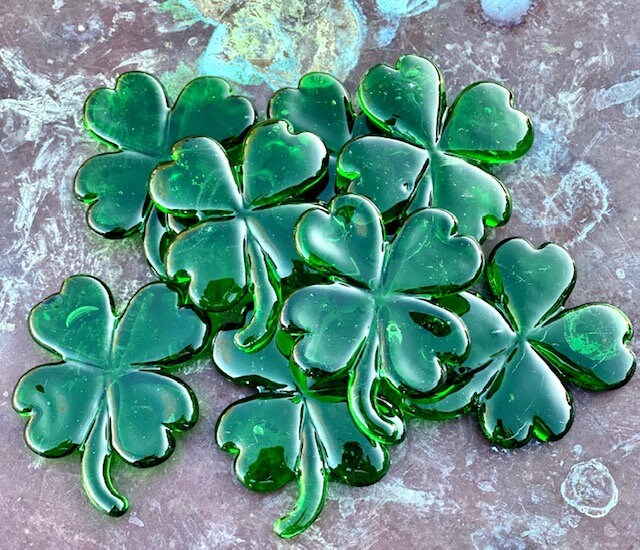 Mini Miniature Glass Four Leaf Clover Sitter Figurine Collectible - Sold Individually w/Gift Bag