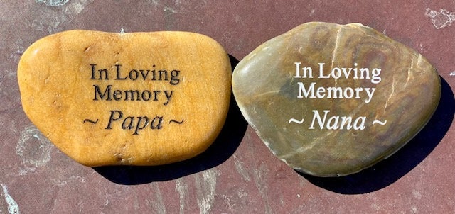 In Loving Memory Engraved River Rock with Various Sentiments - SOLD INDIVIDUALLY