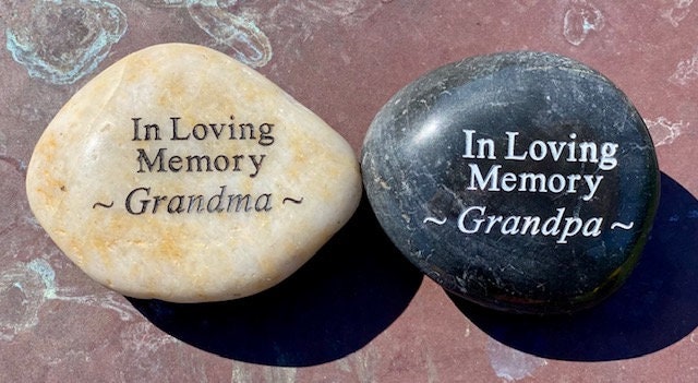 In Loving Memory Engraved River Rock with Various Sentiments - SOLD INDIVIDUALLY