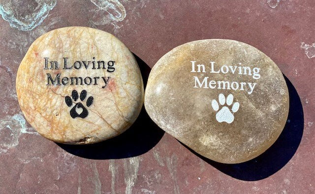 In Loving Memory River Rock - Paw Print