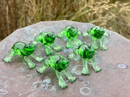 Mini Miniature Glass Frog Sitter Figurine Collectible