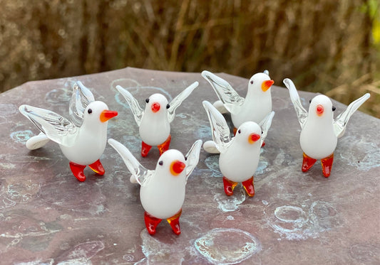 Mini Miniature Glass Dove Sitter Figurine Collectible
