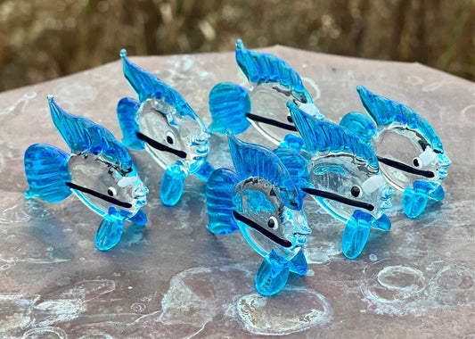 Mini Miniature Glass Fish Sitter Figurine Collectible