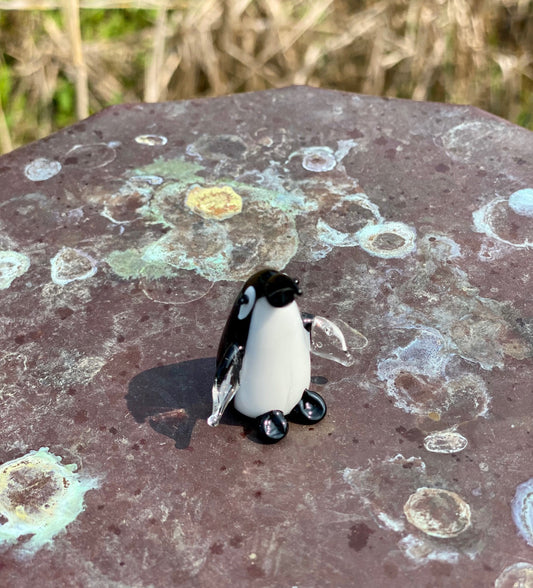 Mini Miniature Glass Penguin Sitter Figurine Collectible