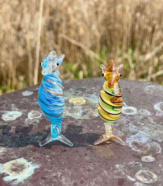Mini Miniature Glass Seahorse Sitter Figurine Collectible