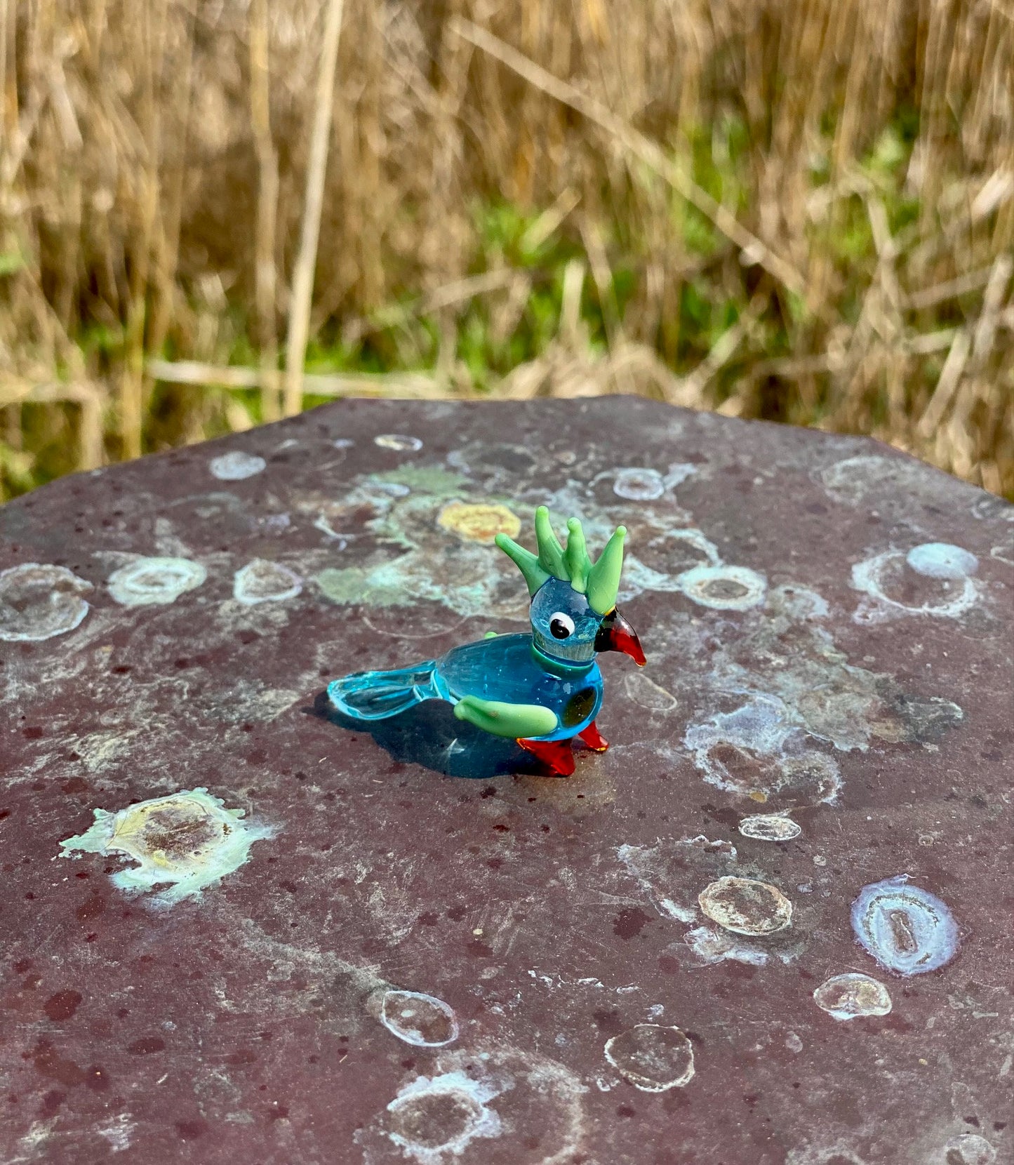 Mini Miniature Glass Cockatiel Sitter Figurine Collectible
