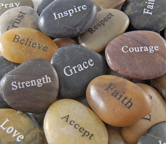 1 Word Rocks Engraved River Rocks - Single Word Stones – CourageInStone.com