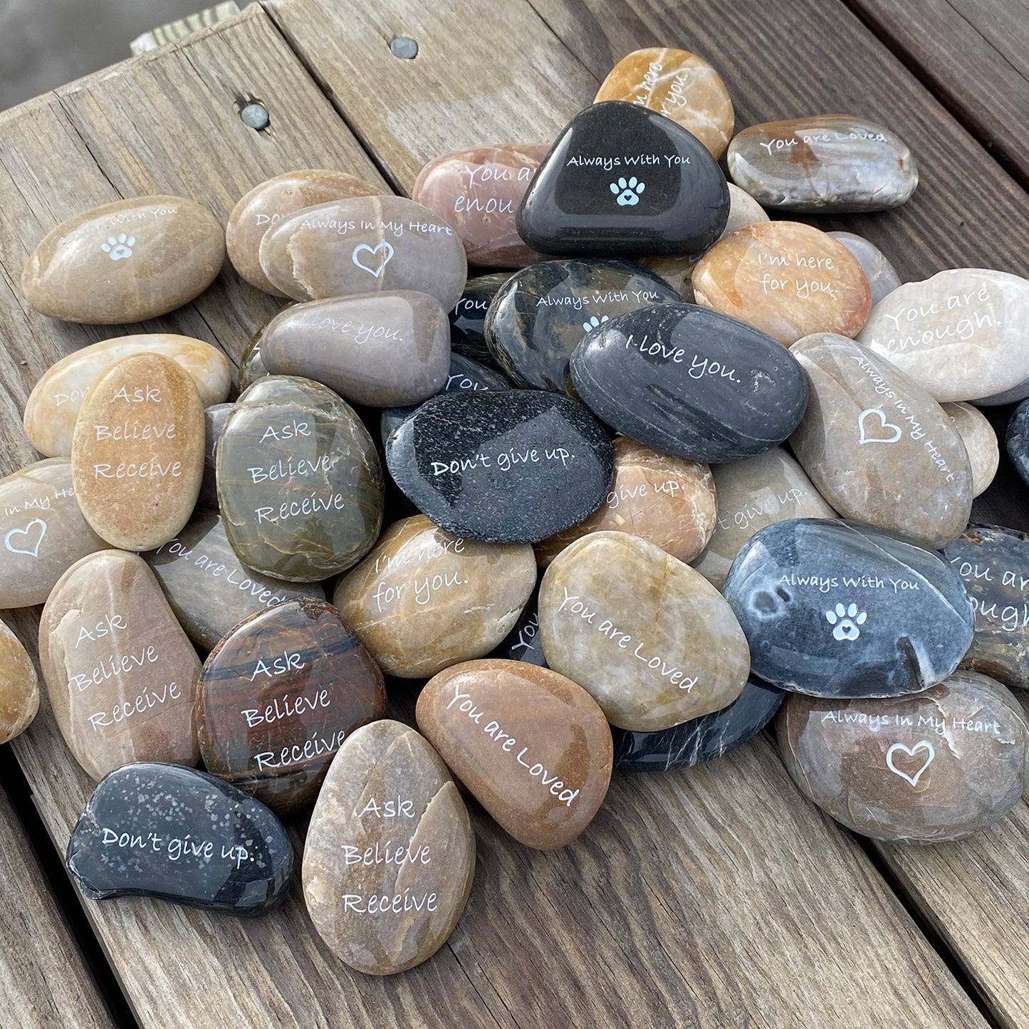 Engraved River Rocks - Inspirational Sayings